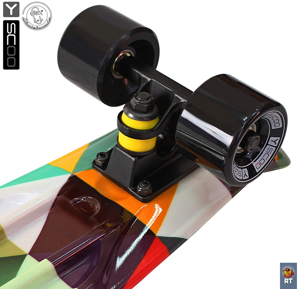 Скейтборд виниловый Y-Scoo Fishskateboard Print 22" 401G-T с сумкой, дизайн Треугольники  